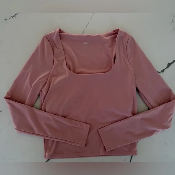 Elegant Pink Long Sleeve Crop Top - Picture 2 of 7